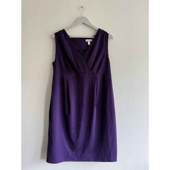 Liz Lange Maternity Sleeveless Dress Purple Sheath Surplice Empire Waist NWT L - Picture 1 of 7